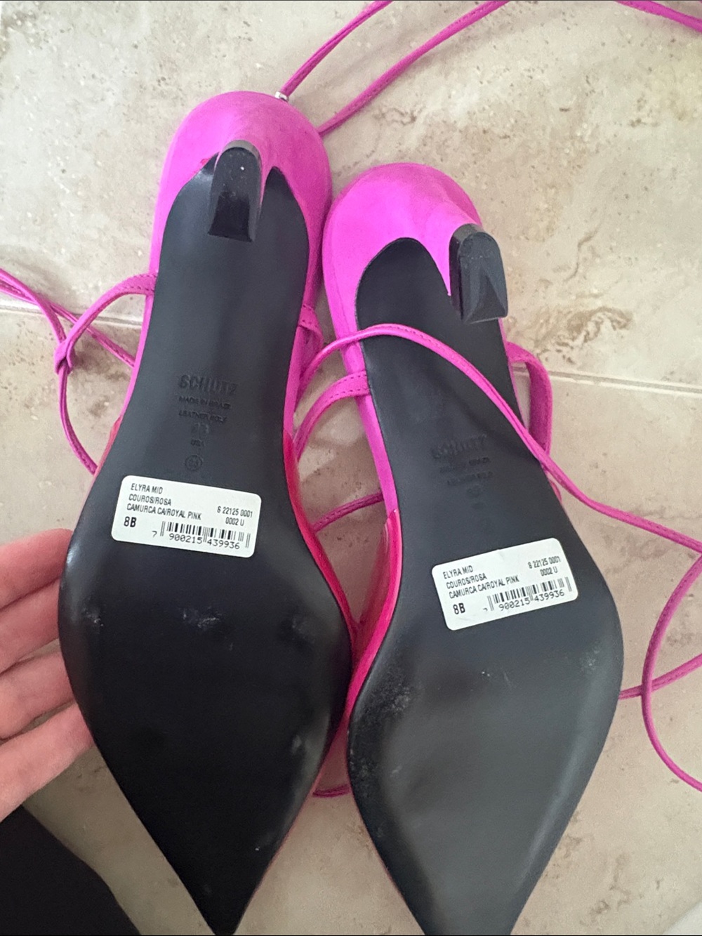 SCHUTZ Fuchsia Patent Pointed-Toe Lace-Up Mid Heels - Picture 3 of 4